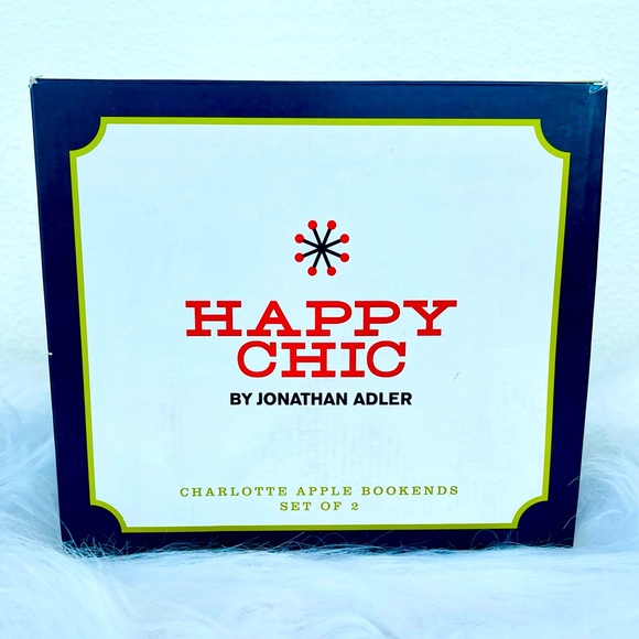 NEW! Happy Chic Jonathan Adler WHITE Apple Bookends NIB - Picture 7 of 17